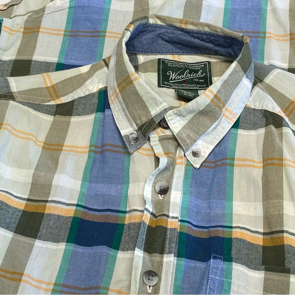 Woolrich Men's Casual Plaid Shirt - Green, Blue, Yellow